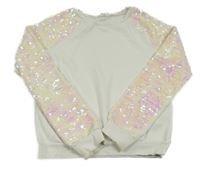 Smotanová mikina s flitrovými rukávy H&M