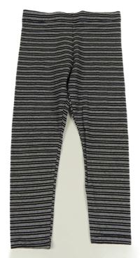 Čierno-světlemodro-trblietavé pruhované legíny Next