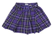 Fialovo-čierno-biela kockovaná bavlnená sukňa s přezkou BPC