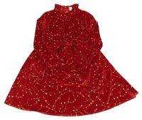 Červené zamatové šaty so souhvězdími Shein