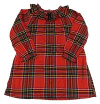 Ružovo-farebné kockované trblietavé šaty s golierikom Next