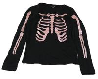 Čierne tričko s kostmi Zeeman