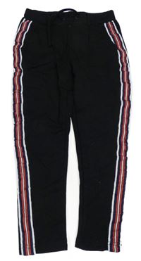 Čierne teplákové chino nohavice s pruhmi Name it