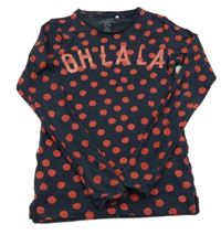 Tmavomodré bodkovaná é tričko s nápisom Name it