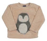 Ružová chlpatá mikina s tučňákem Lupilu