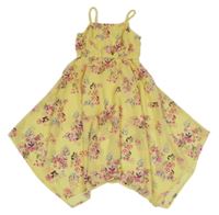 Žlté kvetované šifónové šaty s motýly Dopodopo