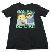 Čierne tričko so smajlíkmi H&M