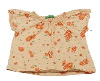 Meruňkové květované tričko Benetton