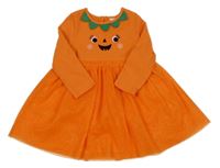 Oranžové šaty s tekvicou a tylovou sukní Primark