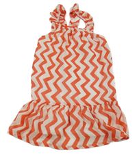 Svetloružová -červené vzorované šifónové šaty s volánikmi H&M