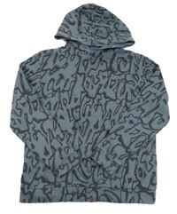 Modrošedá vzorovaná mikina s kapucňou H&M