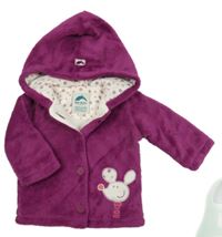 Fuchsiová chlupatá podšitá propínací mikina s myškou a kapucí Eat Ants