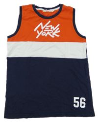 Červeno-tmavomodro-biele tielko s nápisom a číslom H&M