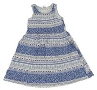 Modro-biele kvetované bavlnené šaty H&M