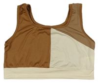 Hnedo-krémový crop top Shein