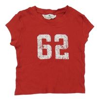 Červené rebrované crop tričko s číslom H&M