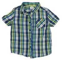 Tmavomodro-modro-zelená kockovaná košeľa F&F