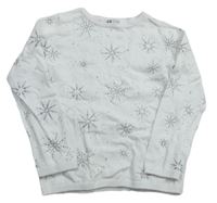 Biely ľahký sveter so striebornými vločkami zn. H&M