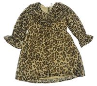 Hnedé šifónové šaty s leopardím vzorom River Island