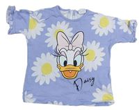 Lila biele oversize tričko s Daisy a kvietkami Disney