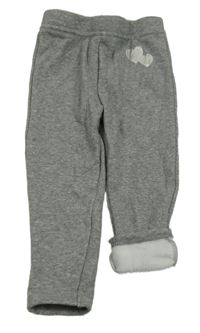 Sivé melírované zateplené legíny so srdiečkami zn. Primark