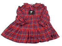 Nové - Červeno-tmavomodré kostkované propínací šaty s límečkem V by Very