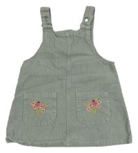 Svetlozelené na traké menšestrové šaty s výšivkami květů Primark