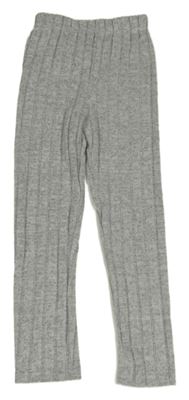 Sivé rebrované úpletové legíny