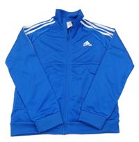 Modrá sportovní funkční propínací mikina s logem Adidas