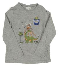 Šedé melírované triko s dinem Impidimpi