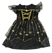 Kockovaným - čierno-zlaté tylové šaty s hviezdičkami George