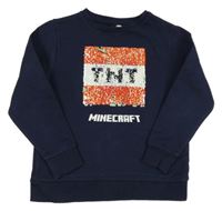 Tmavomodrá mikina s Minecraft z překlápěcích flitrů Next