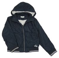 Tmavomodrá šušťáková jarná bunda s kapucňou H&M