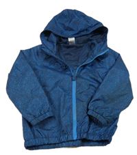 Tmavomodrá vzorovaná šušťáková funkčná jarná bunda s kapucňou Decathlon