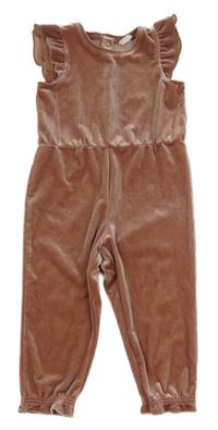 Starorůžový sametový kalhotový overal H&M