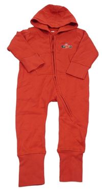 Červená tepláková kombinéza s kapucí 