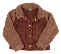 Staroružová menšestrová bunda s huňatymi rukávy Tu