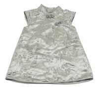 Strieborné kvetované slávnostné šaty H&M