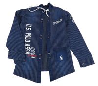 Tmavomodré pruhované ľahké sako s výšivkami - U.S. POLO ASSN