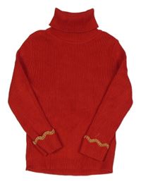 Červený rebrovaný svetrový rolák Primark