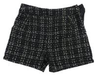 Čierno-zlaté vzorované vlnené podšité kraťasy Next