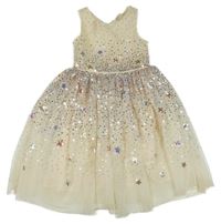 Smetanové flitrové tylové slavnostní šaty H&M