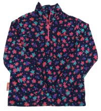 Tmavomodro-ružovo-zelená fleecová funkčná mikina s hviezdami a logom Mountain Warehouse