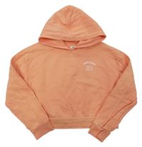 Oranžová crop mikina s nápisom a kapucňou River Island