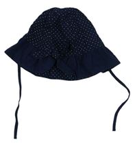 Tmavomodrý bodkovaná ý plátenný klobúk s mašlou H&M