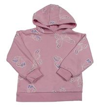 Růžová mikina s motýlky a kapucí Primark