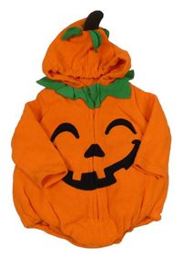 Kockovaným - Oranžová fleecová vesta s kapucí - tekvica Primark