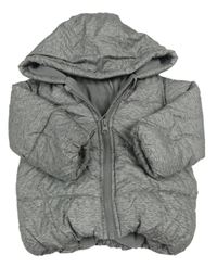 Sivá melírovaná šušťáková zimná bunda s kapucňou zn. Tu