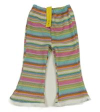 Nové - Farebné pruhované flare úpletové legíny Shein