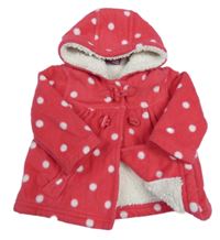 Ružový bodkovaná ý fleecový zateplený kabát s kapucňou George